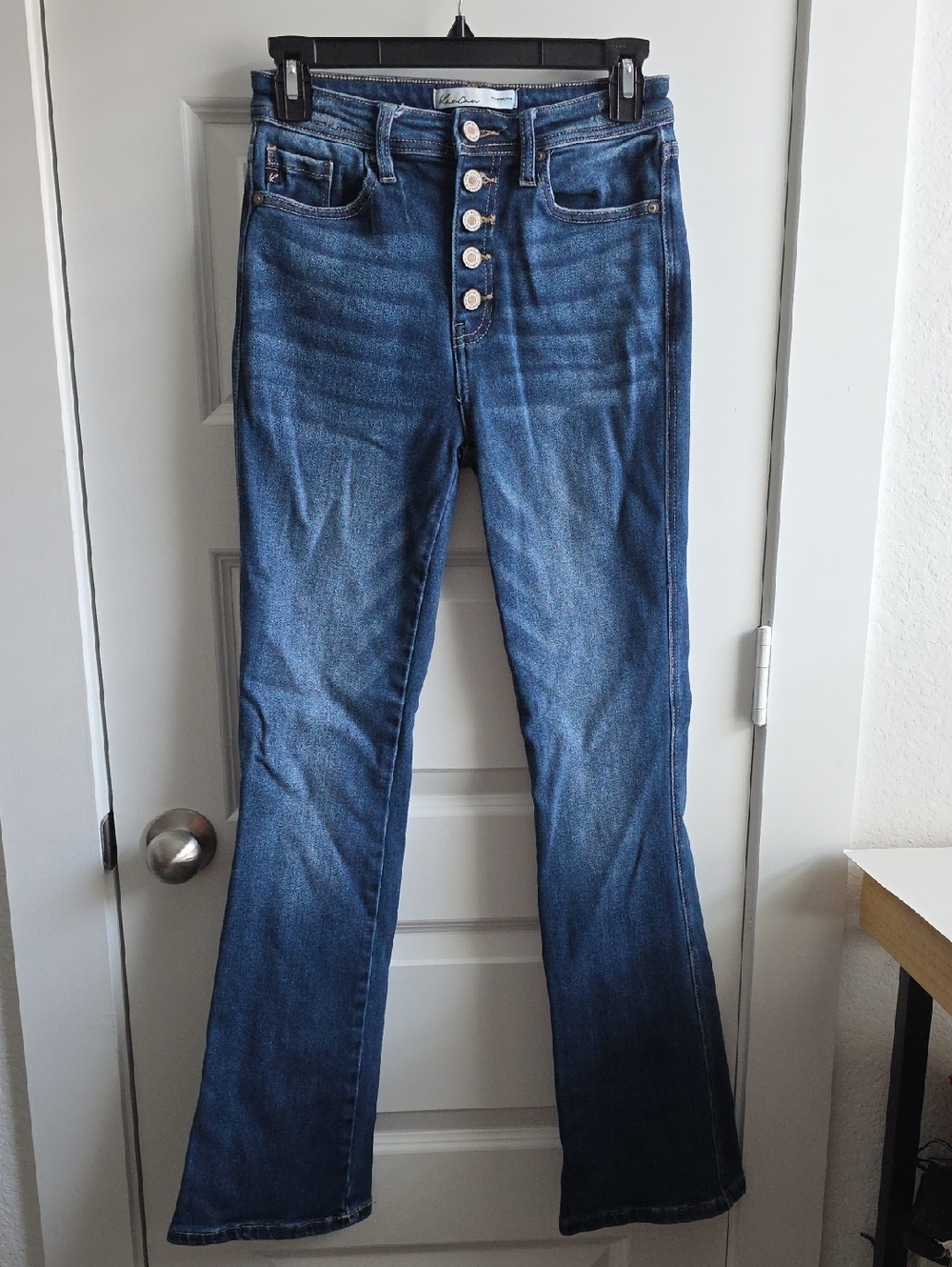 Kancan Women’s High-Rise Button-Fly Flare Blue Jeans 26 G143